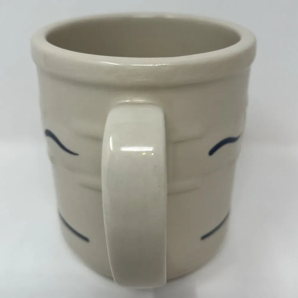 10-Oz Long Serger Pottery Woven Traditions Blue Coffee Mug Tea Cup Made In USA